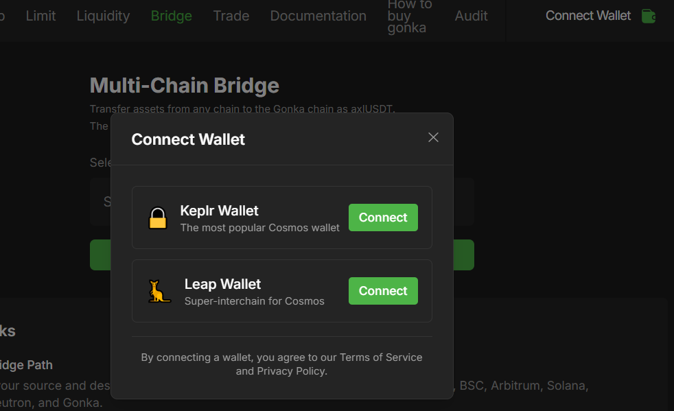 Onyx connect wallet